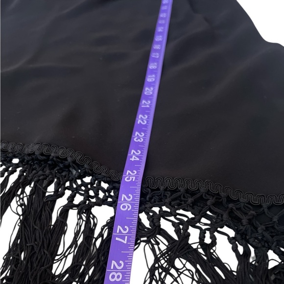 S.L. Fashions Black Sleeveless Asymmetrical Fringe Hem Event Party Dress Size 10 - Picture 7 of 11